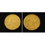 A Rare George IV 1823 double sovereign, weight 16 grams (see illustration).