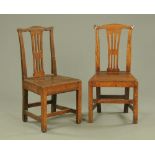 A pair of George III oak side chairs.