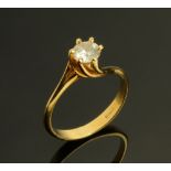 An 18 ct gold diamond solitaire ring, circa .5 carat, Size M.
