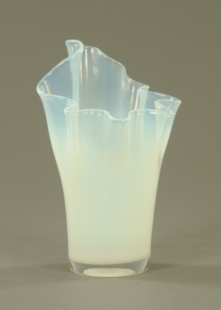 An early 20th century continental opalescent glass cylindrical vase,