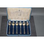 A cased set of 6 commemorative silver spoons dating 1935 The British Hallmarks,