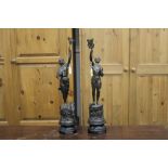 Two French spelter figures, agriculture and industry,