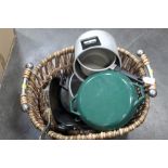 Wicker basket of pans