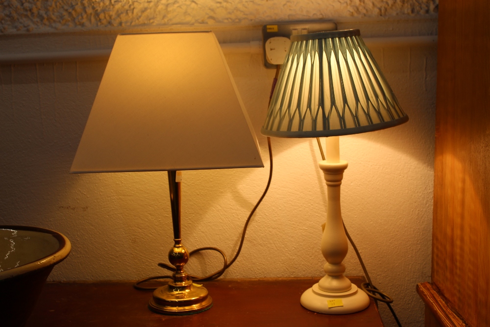 Two desk lamps and shades