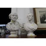 Two busts, Shakespeare and Byron, approx 22 ins tall,