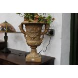 Decorative plastic urn and plants