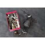 Quantity of cutlery, money box,