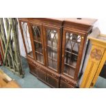 Ethan Allen, a breakfront mahogany display cabinet.