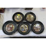 Five framed prattware lids