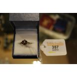 9 ct gold and garnet ring Size M 1/2