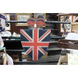 Union Jack shield with mounted corona