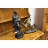 Metal figurine of Rubens, height 44 cm, Deco style figurine of a lady and two dogs,