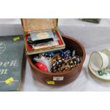 Bowl of costume jewellery and buttons