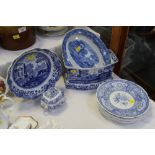 Collection of Spode blue and white decorative plates, bowls,