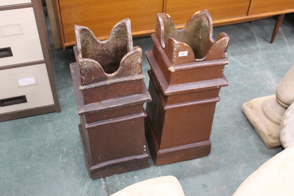 Two fire clay chimney pots