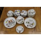 Royal Worcester Evesham pattern tea set and two flan dishes +/- 50 dishes
