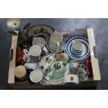 Box of china TG Green Cornish ware, decorative plates, ornaments,