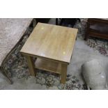 A modern beech square occasional table, height 50 cm,