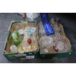 Two boxes of glass ware, tumblers bowls,