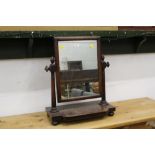 19th century mahogany dressing table mirror, 59 cm high, 47 cm wide.