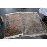 Pair of rectangular fringed rugs, 92 cm wide,