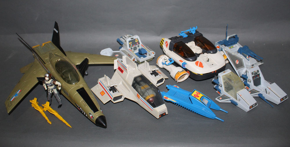 A group of Action Force and GI Joe model aircraft,