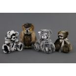 Three soft plush Kaycee Collection teddy bears, of various colours,