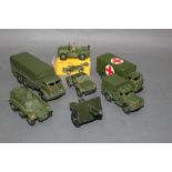 A group of six Dinky and one Britain's army vehicles and accessory,