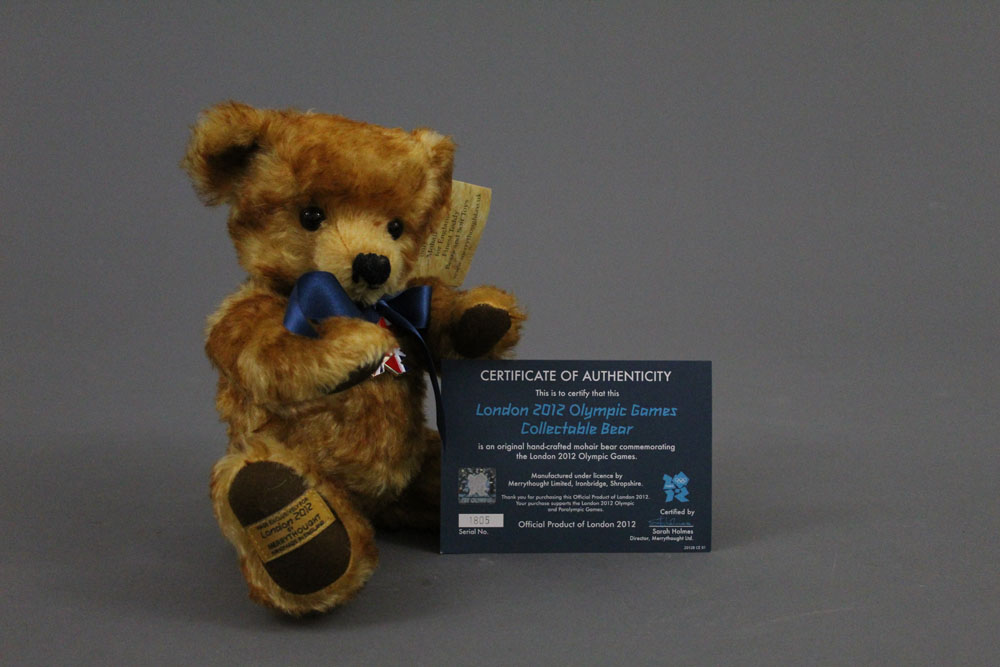 A Merrythought collector's teddy bear, commemorating the London 2012 Olympic Games,