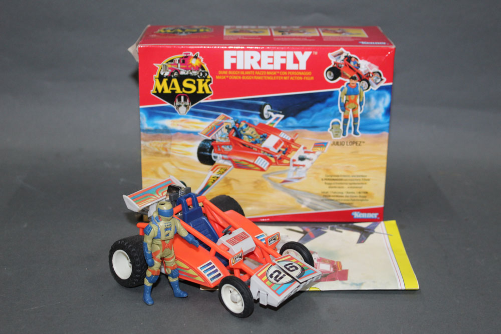 A 1980's Kenner Mask "Firefly", comprising a dune buggy and Julio Lopez action figure,
