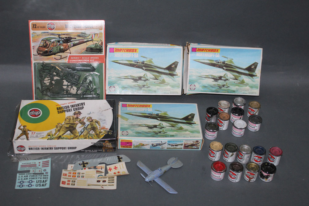 A group lot of Airfix and Matchbox model kits,