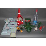 A group of Carlton plastic Thunderbirds toys, to include Thunderbird '1', '2', and '3',