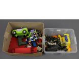 Two boxes of miscellaneous toys, to include lego, plastic soldiers,