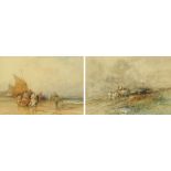 F W Hattersley, a pair of watercolours, probably the Whitby region. Each 24.5 cm x 34.