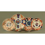 Six pieces of Japanese Imari, comprising large dish, three plates and two bowls.