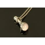 A Georg Jensen silver and rose quartz pendant, Model No. 453 with chain for same.