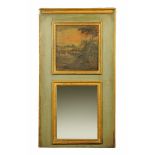A continental green painted and gilt pine rectangular pier mirror, of Venetian design,