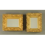 A near pair of 19th century gilt framed mirrors. External dimensions 43 cm x 38 cm.