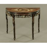 A Chinese hardwood demi lune side table,