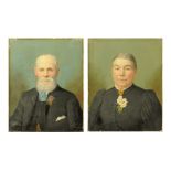 Victorian School, pair of oil paintings, portrait of a husband and wife, possibly Mr & Mrs White,