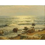 Karl Boehme (1866-1939), Impasto oil painting, breaking waves, canvas 83 cm x 110 cm,