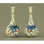 A pair of Chinese porcelain miniature vases of Kangxi style,