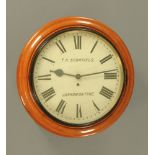 A Victorian mahogany dial clock, the cream dial with Roman numerals inscribed T.H.