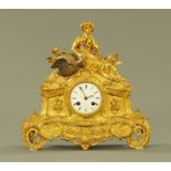 A 19th century French gilt bronze clock,