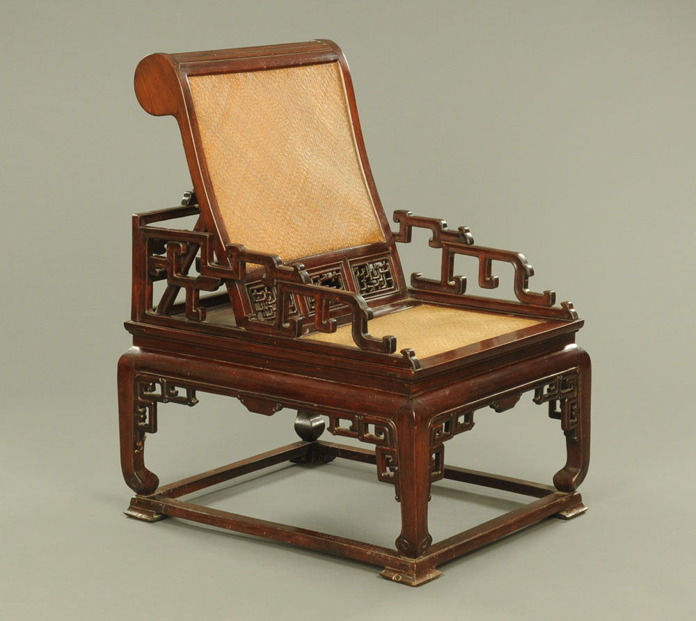 A Chinese hardwood stargazers chair,