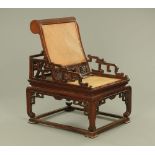 A Chinese hardwood stargazers chair,