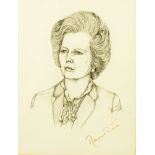 D. Lightfoot, pencil, portrait of Margaret Thatcher.