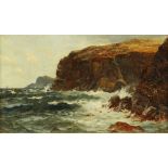 Richard Wane (1852-1904), oil painting, stormy coastal scene.