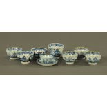 An 18th century Chinese Nanking Cargo blue and white porcelain tea bowl and saucer,