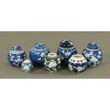 A collection of seven Chinese ginger jars, 19th century and later. Tallest 16 cm.